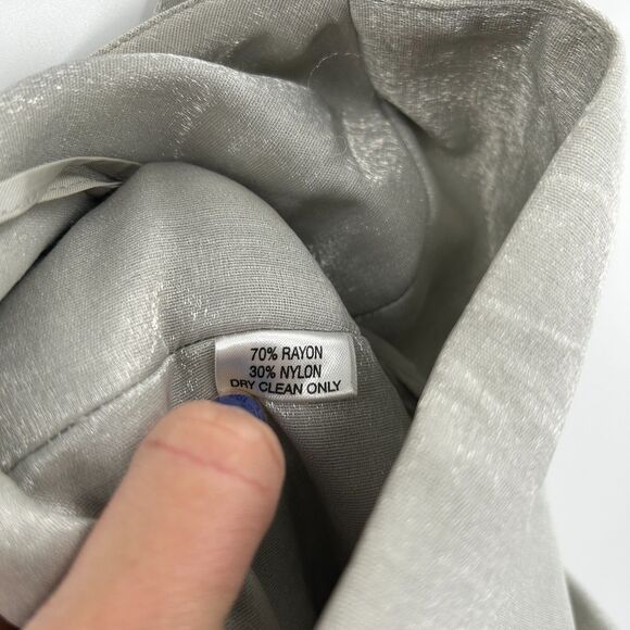 KAY UNGER Silver Metallic Spaghetti Strap Embellished Formal Mini Dress Size 4 - Picture 7 of 8